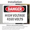 Signmission High Voltage 4160 Volts Danger Sign, Vinyl Decal, 14in W x 10in L, 2PK OS-2PACK-DS-D-1014-L-1957 - alternate 6